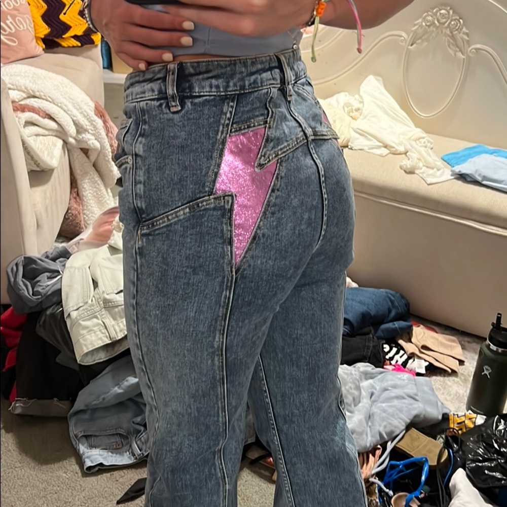 Free People Lightning bolt jeans!